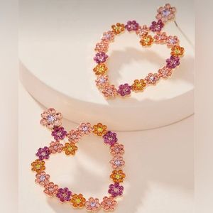 NIB BaubleBar Flower Heart Drop Earrings Valentines Day Hard to find Skip a Beat